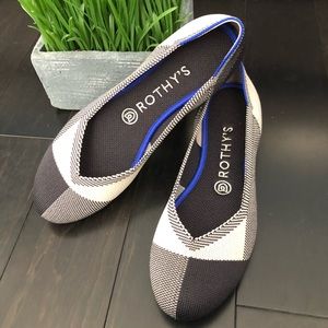 Brand New Rothy’s Black Captoe Plaid Flats - Sz 7